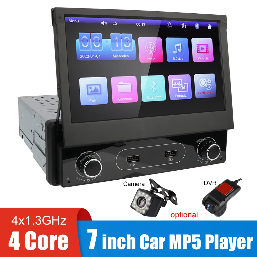 

12V Car Audio Radio 7 inch Screen Retractable MP5 Player FM Transmitter Auto DVR Camera Bluetooth Autoradio Media Video Display