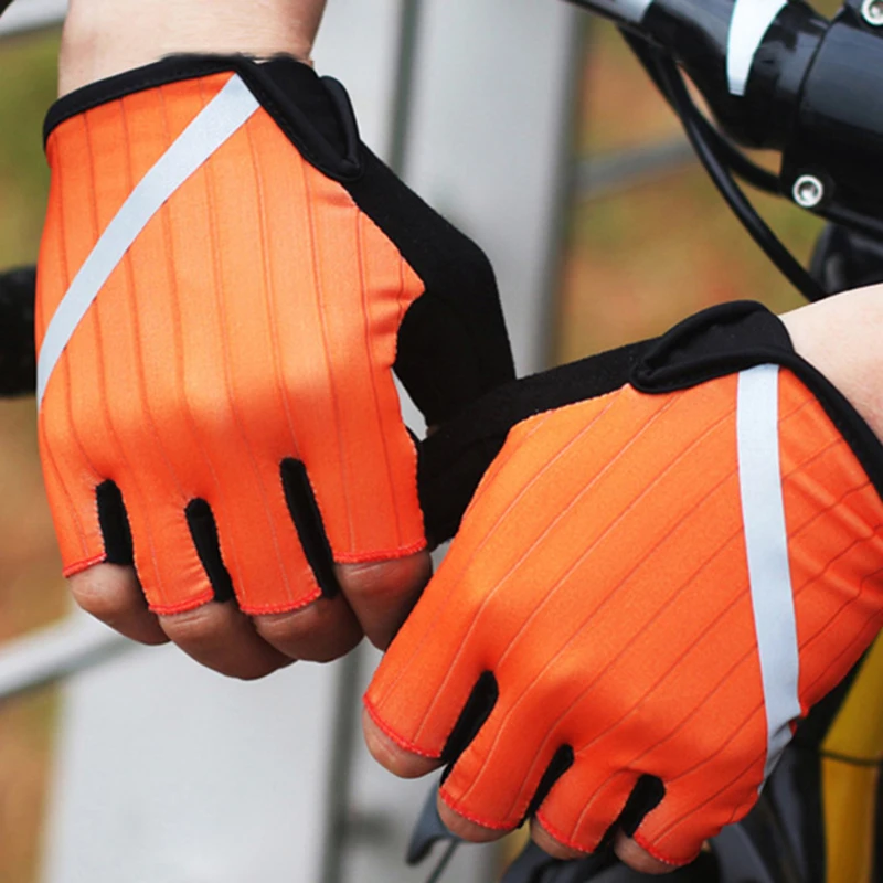 

Мужские и женские противоскользящие противоударные дышащие велосипедные перчатки с полупальцами, светоотражающие зимние теплые перчатки ...