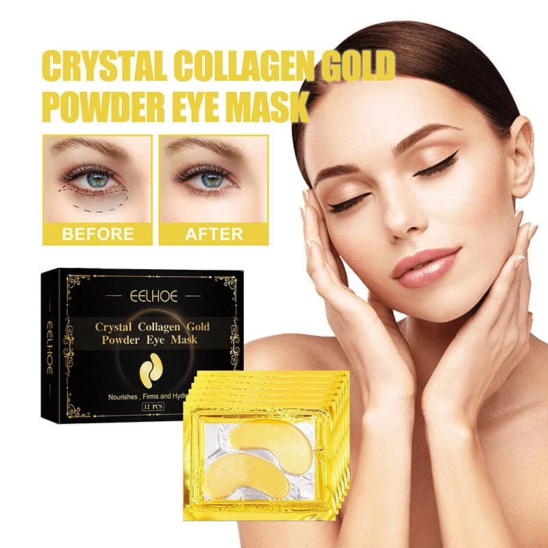 

EELHOE Crystal Collagen Gold Eye Mask Moisturizing Anti Wrinkle Anti-Aging Eye Patches Fade Dark Circles Eye Skin Care Cosmetics