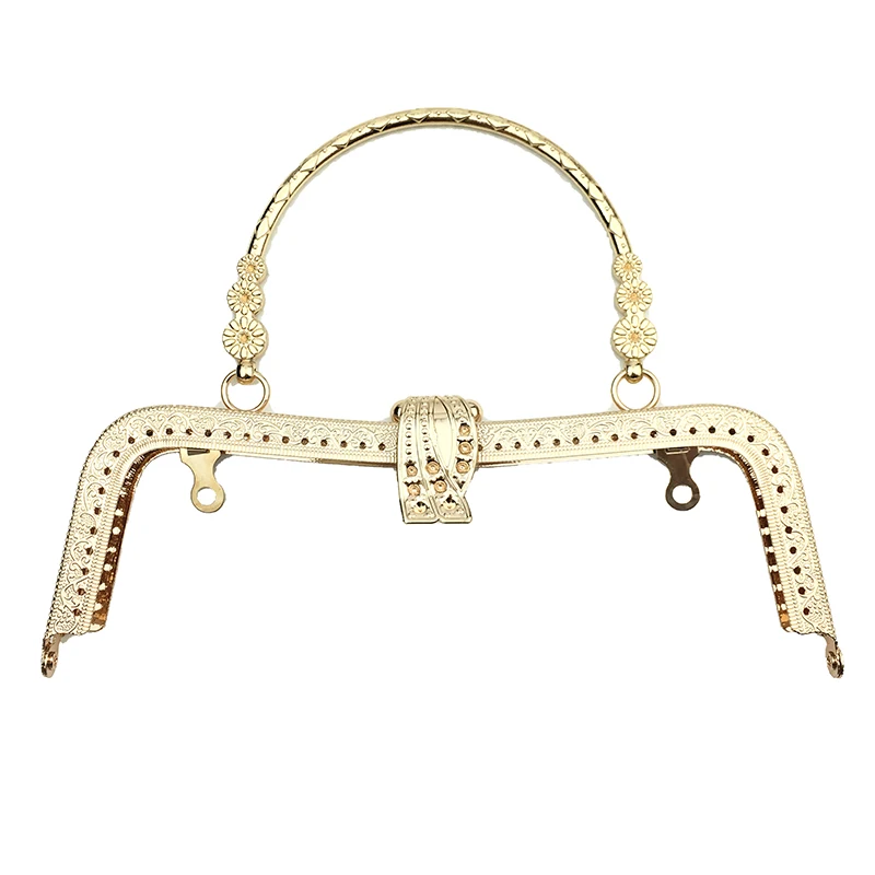10pcs 20cm Metal Purse Frame Handle Clutch Bag Accessories DIY Kiss Clasp Lock Bronze Embossing M-shaped HandBag Hardware
