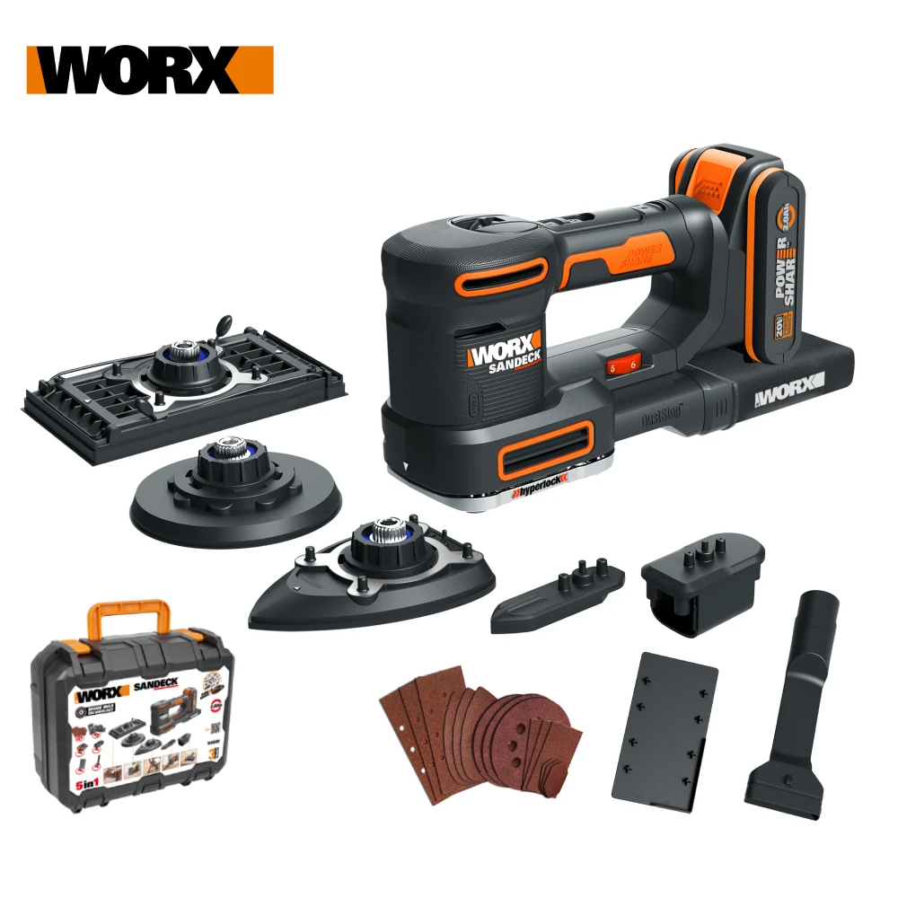 

WORX Electric Sander WX820 20V Multi Sander 5in1 Cordless Palm Sander Polisher Machine Sheet Sander Variable Speed Dust Collect