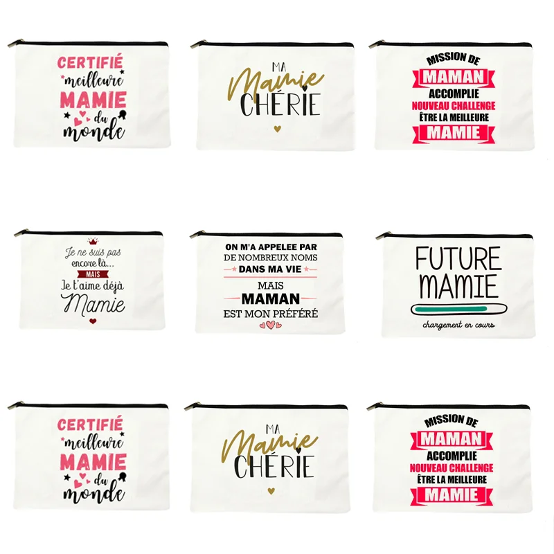 Best Grandma In The World Print Zipper Cosmetic Bags Mamie Gifts Makeup Bag Travel Neceser Toiletry Pouch Pregnancy Announcement