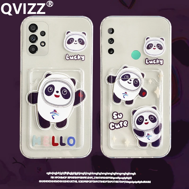 

Card Slot Pocket Case for Huawei Honor 9X Pro 9C 10X Lite Clear Soft Panda Phone Cover for Y9 Prime 2019 P Smart Z 2021 Y7P Y7A
