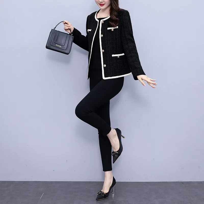 Plus Size Women's Single Breasted Western Sle Outerwear Fat Sister Clothes Round Neck Long Sleeve Chic Fashion