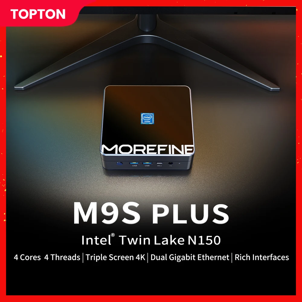 Мини-ПК Morefine Mini PC M9S Twin Lake Intel N150 N100 Windows 11 Pro DDR5 4800 МГц PCIE3.0x4