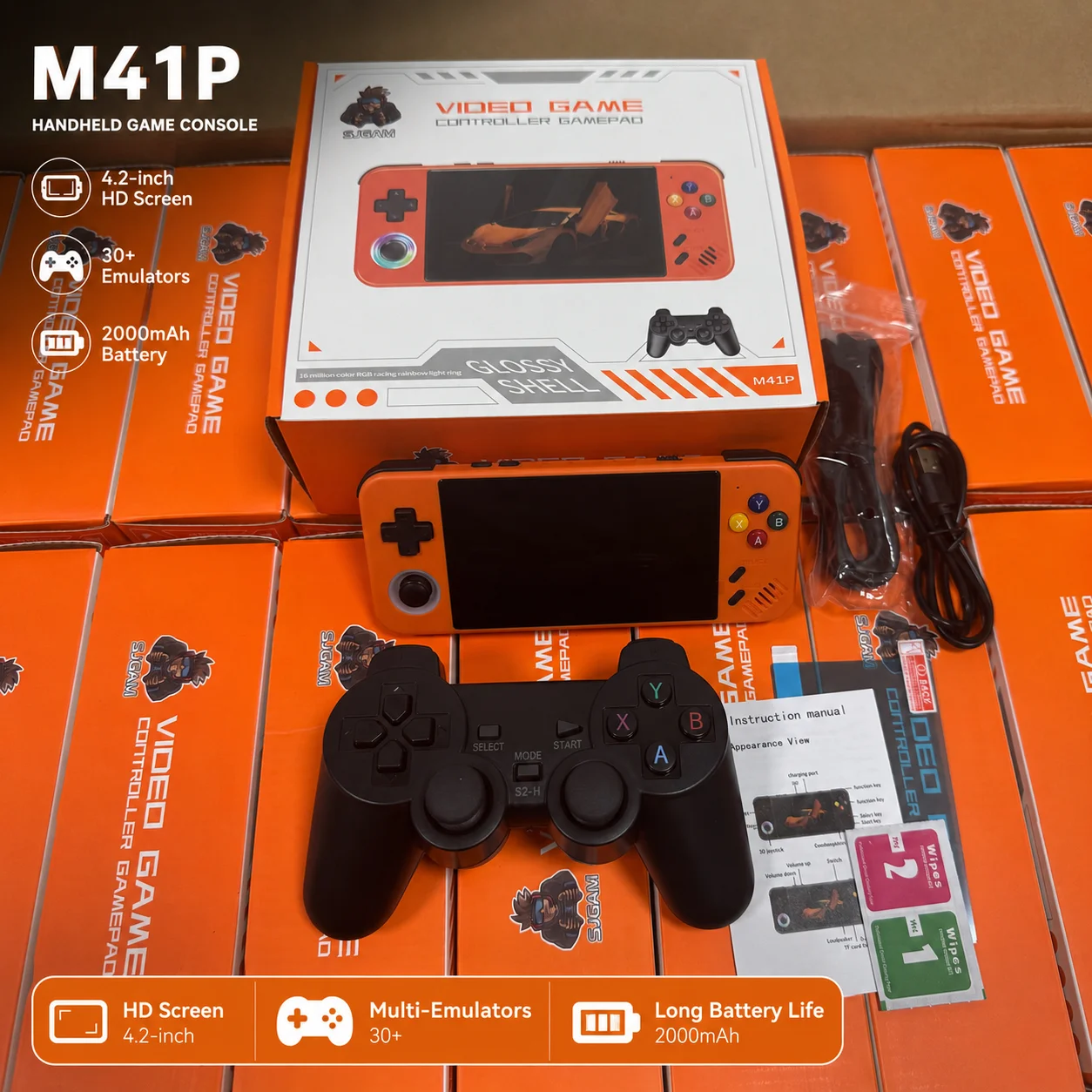 Фото Игровая консоль M41P LINUX Emelec4.3 с открытым исходным кодом, процессор N909 Dual Core 1.8GHz, экран 1136*640 HD, поддержка карты памяти TF до 128 ГБ. №1