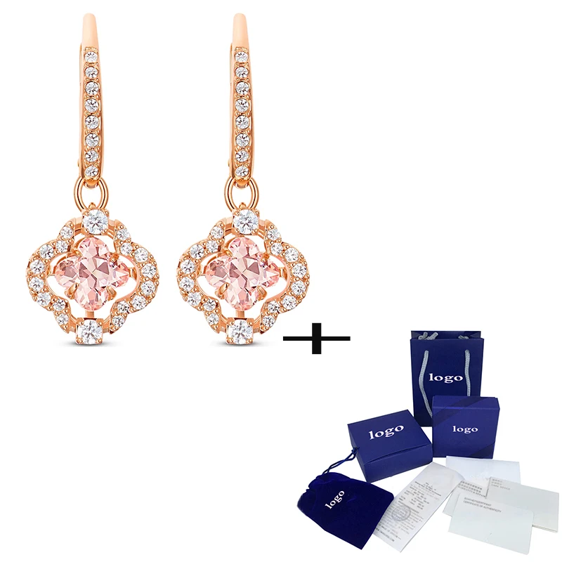 

2020 новые модные блестящие серьги в форме клевера для танцев, розовые женские серьги, классические ювелирные изделия для подруги, подарок на день рождения для помолвки