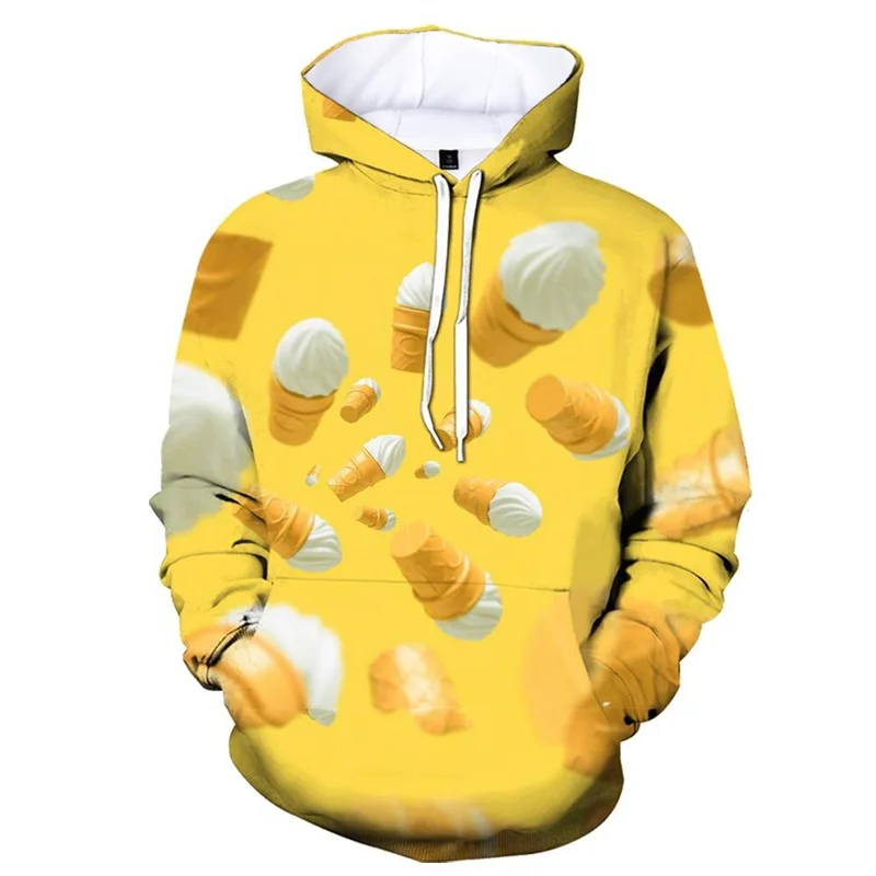 Мужская толстовка с капюшоном и принтом мороженого