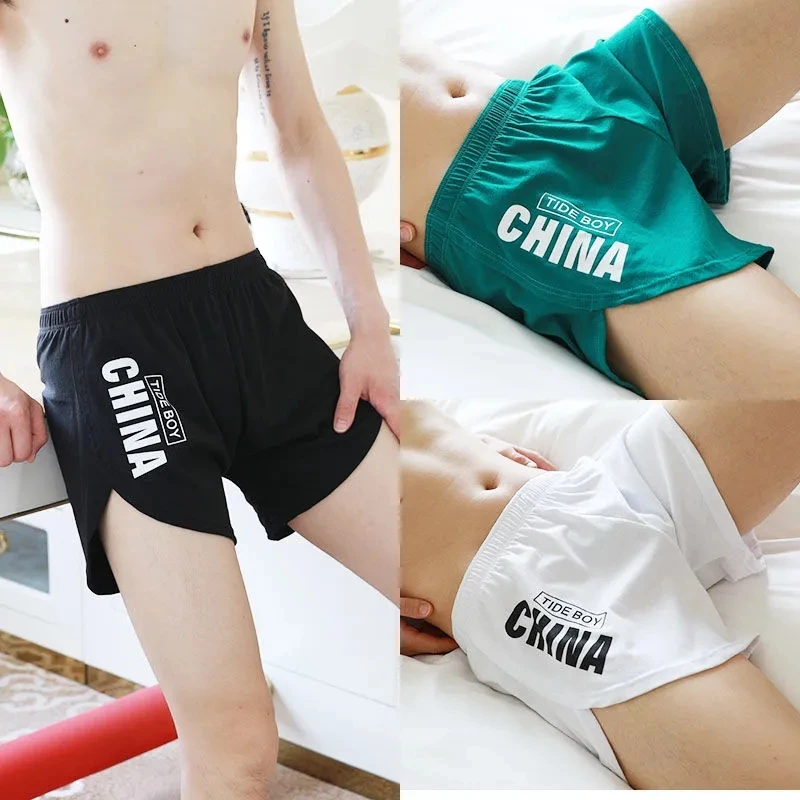 3Pcs Loose Version Of Men's Underwear Men's Boyshort Cotton Youth Personalized Home Sports Pants Boxers Tide.
