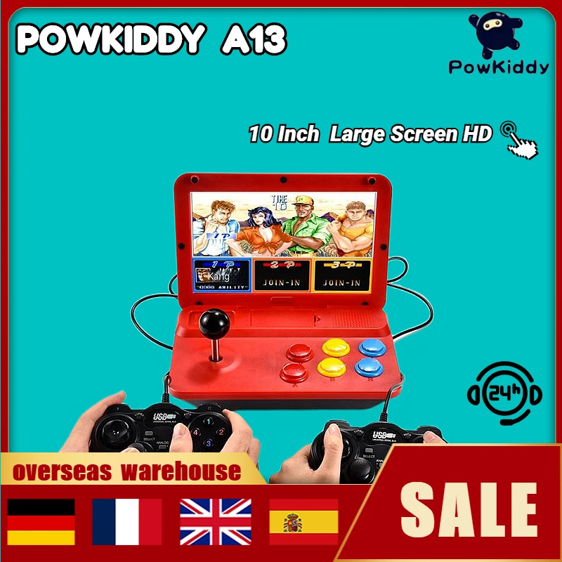

Powkiddy A13 CPU Simulator Detachable Joystick Video Game Console 10 Inch Large Screen HD Output Mini Arcade Retro Game Players