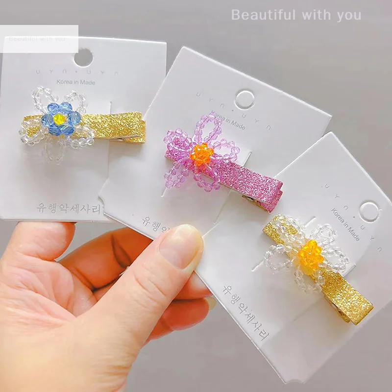 

1Pcs Crystal Hairpin Flower Shape Duckbill Clip Forehead Cropped Bangs Clip Stylish Minimalist Side Clip Hairpin Ornaments