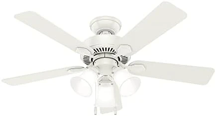 

Indoor Ceiling Fan with LED Lights and Pull Chain Control, 44", Fresh White