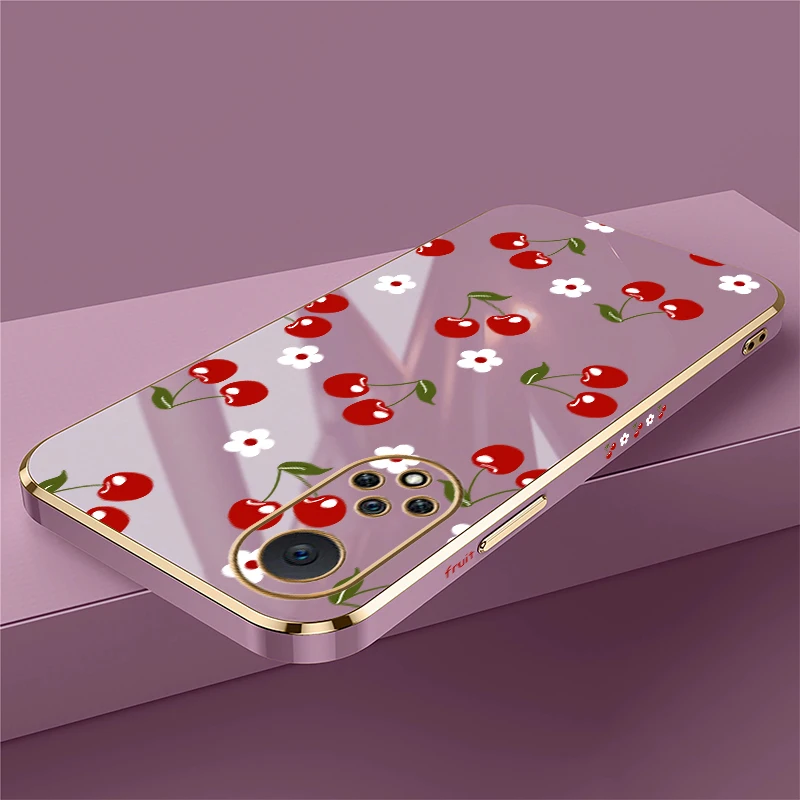 Фото Мягкий силиконовый чехол для телефона Huawei Nova Y70 Plus 9 7i 8i 5T 5i 7 6 SE 3i 4e с цветочным узором и вишневым принтом, противоударный, с покрытием №2