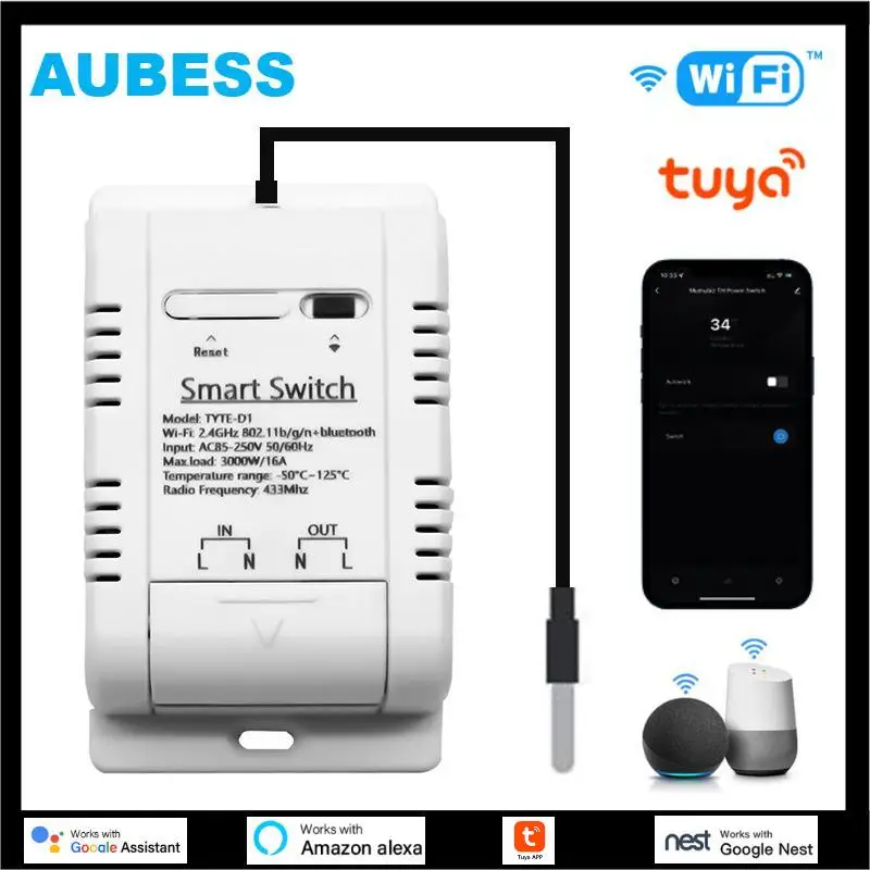 

Умный Wi-Fi термостат Tuya, 16 А, 3000 Вт, с мониторингом энергопотребления