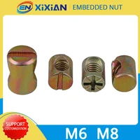 m6 m8 barrel bolts zine furniture embedded nut wood chair bed crib wood dowel cylindrical pin slotted cross hole hammer nut
