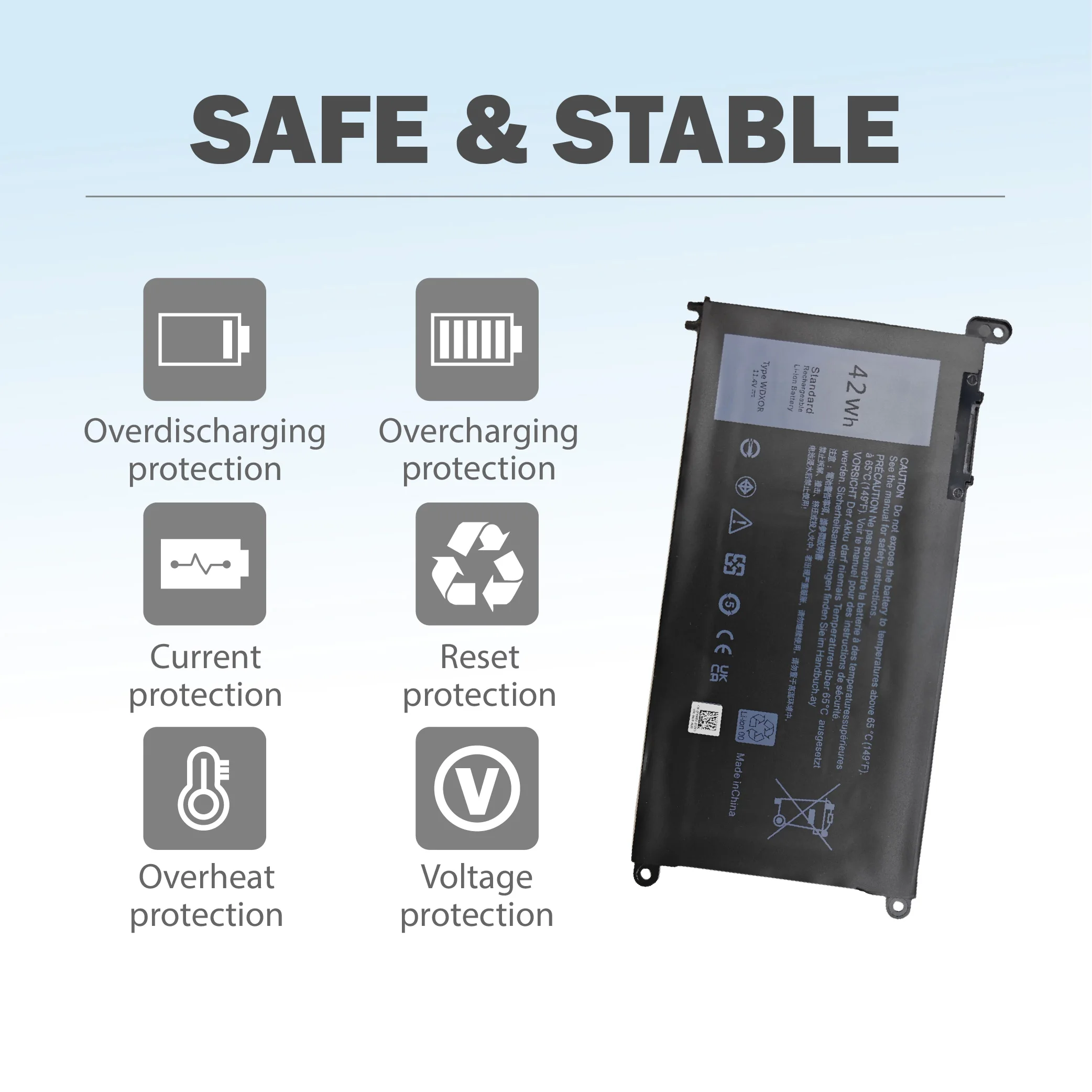Фото Аккумулятор WDXOR для Dell Inspiron 15 5565 5567 5568 3CRH3 T2JX4 FC92N CYMGM P69G P69G001 P58F P58F001 №4