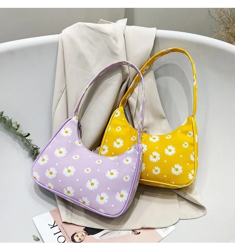 

Симпатичный клатч с цветочным принтом маргариток, кошелек, женская классическая сумка на плечо, легкая сумочка с застежкой-молнией, дизайнерская сумка 2023