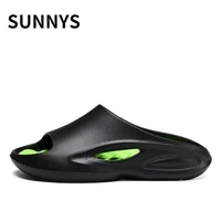 new arrive yzy slides in black hollow out slip on breathable summer sandals men women slippers beach shoes fish mouth