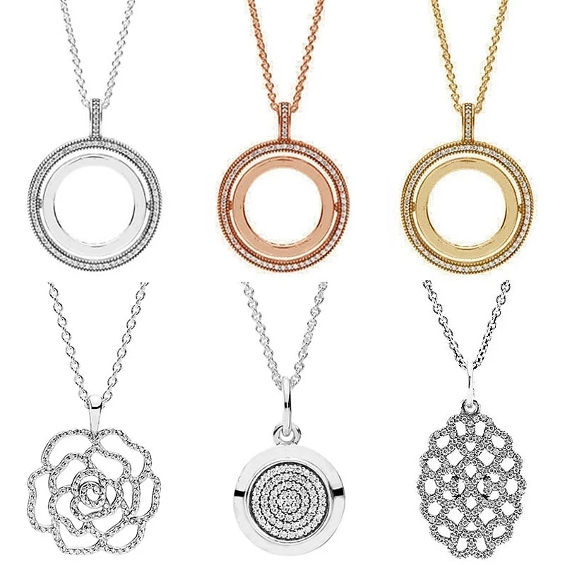 

Блестящее ожерелье из серебра 925 пробы с подвеской в виде Розы