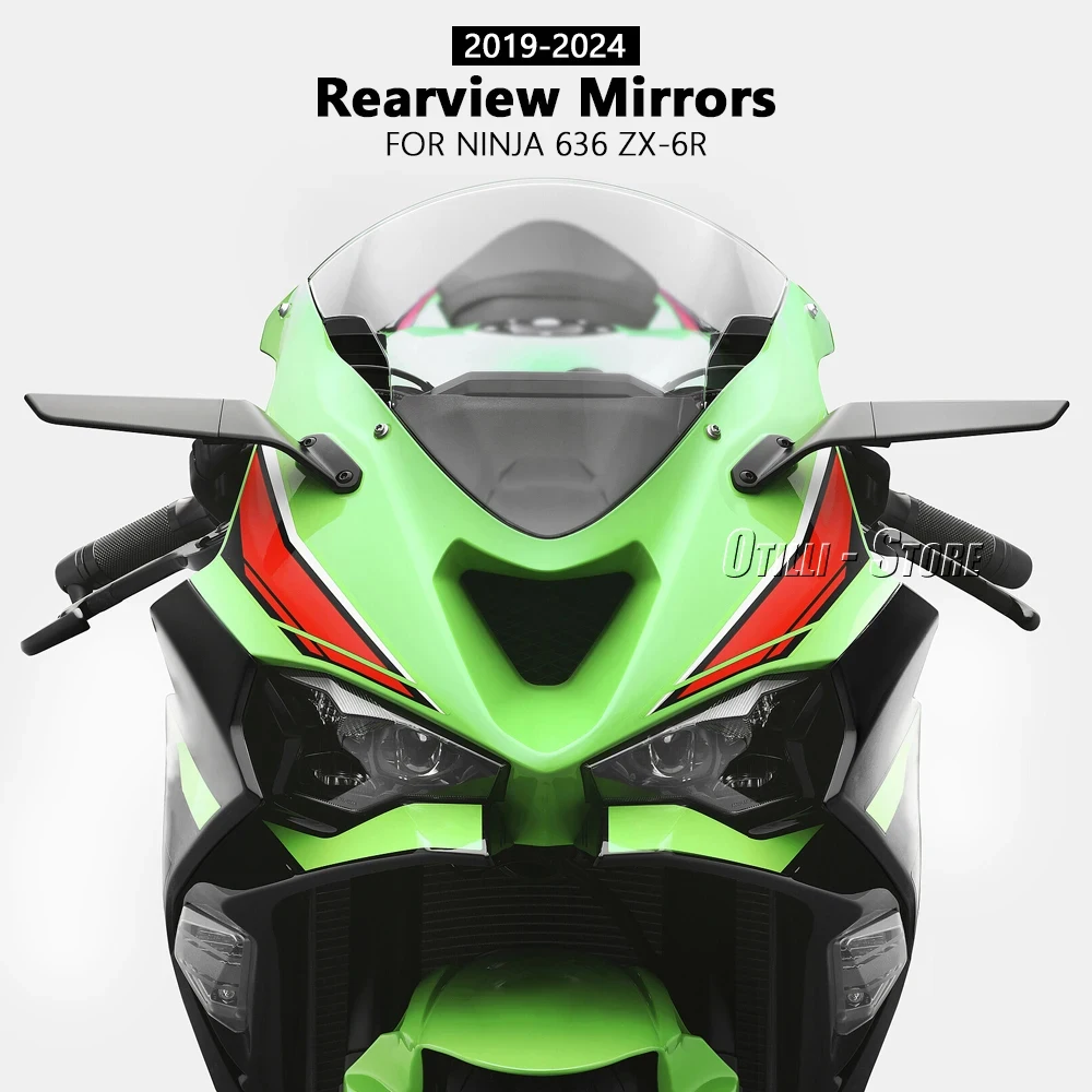 Фото Для Kawasaki Ninja 636 ZX-6R ZX6R ZX 6R 2019-2024 аксессуары для мотоциклов черные задние зеркала зеркала бокового вида зеркало заднего вида №2