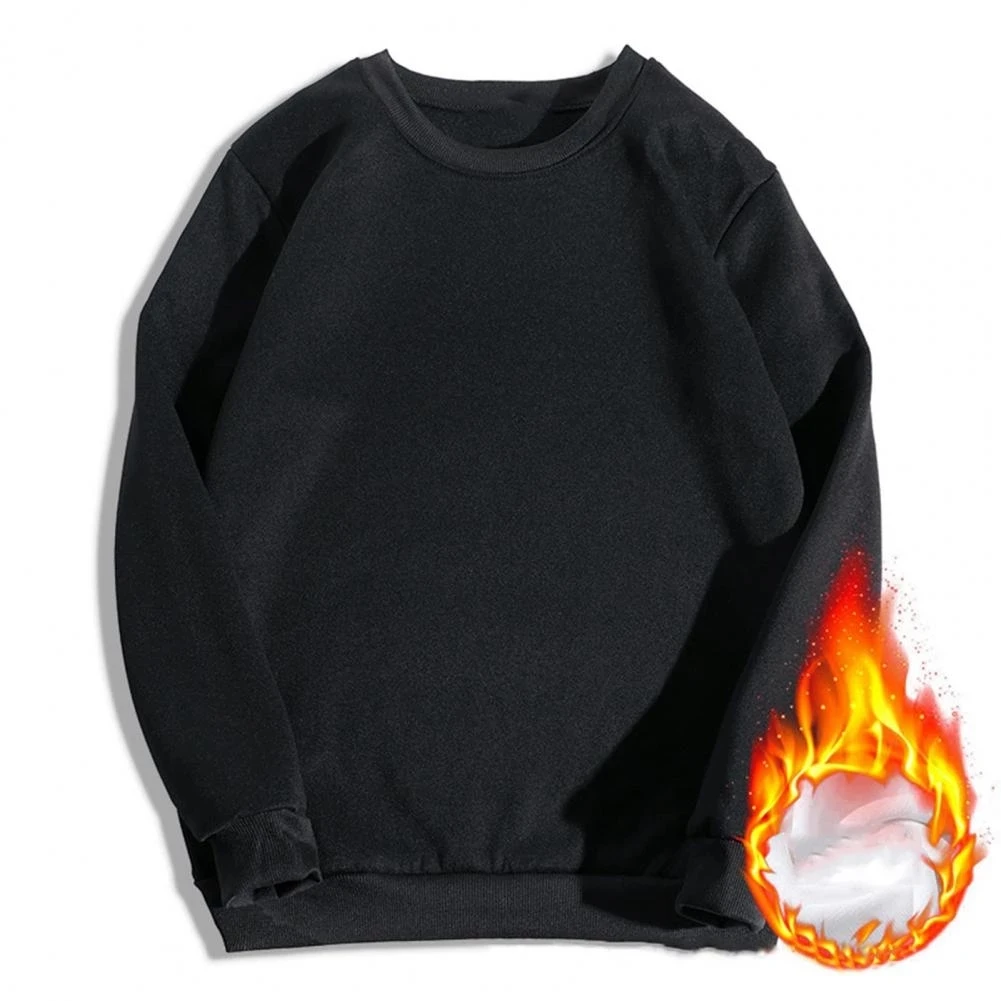 

A555 Pure Color O Neck Hoodie Men Sweatshirt Autumn Winter Thermal Plush Hoodie Male Warm Pullover Top
