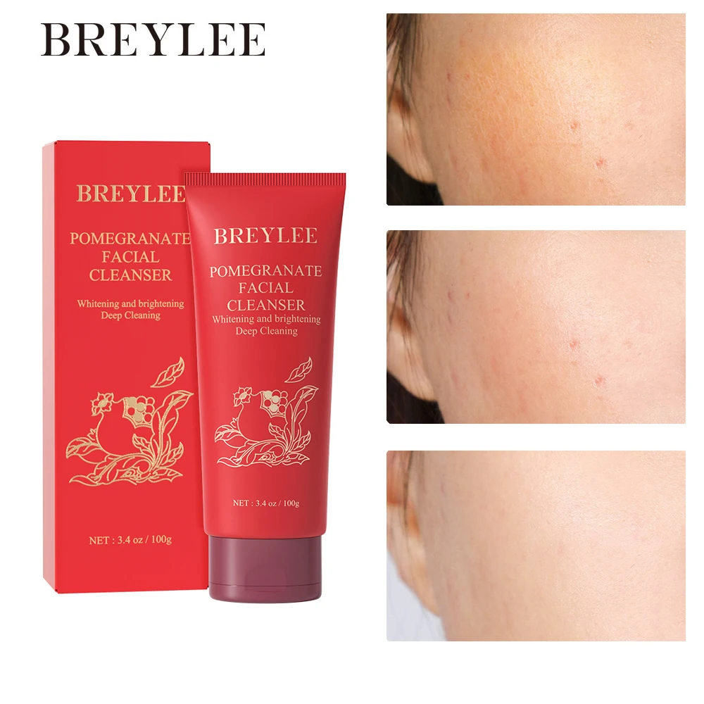 

BREYLEE Face Cleaner Care Red Pomegranate Facial Cleanser Foam Face Wash Remove Blackhead Oil Control Moisturzing Face Skin Care