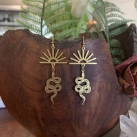 boho sun and desert snake drop dangle earrings for women girl gift charm fashion handmade jewelry accessories