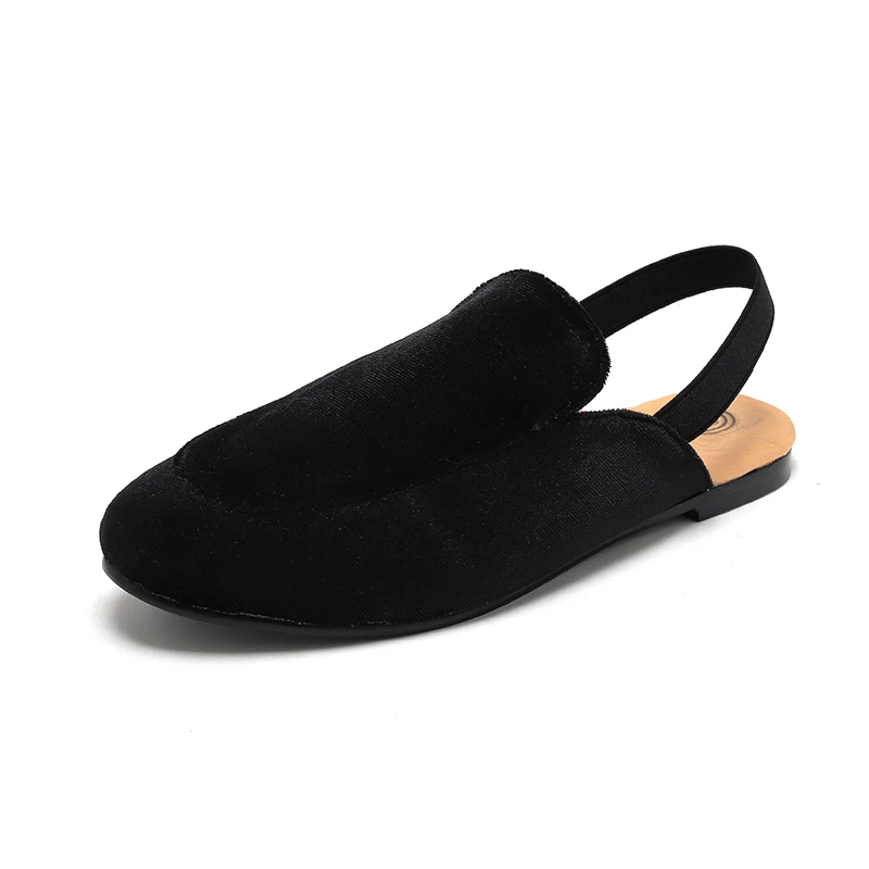 

New Arrival Slipper Kids Women Autumn And Winter Mocha Black Velvet Sling Back For Boys Girls Size 30-42