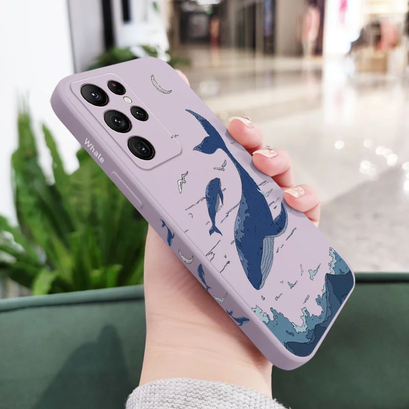 Fantasy Whale Phone Case For Samsung Galaxy S23 S22 S21 S20 Ultra Plus FE S10 S9 S10E Note 20 ultra 10 9 Plus Cover
