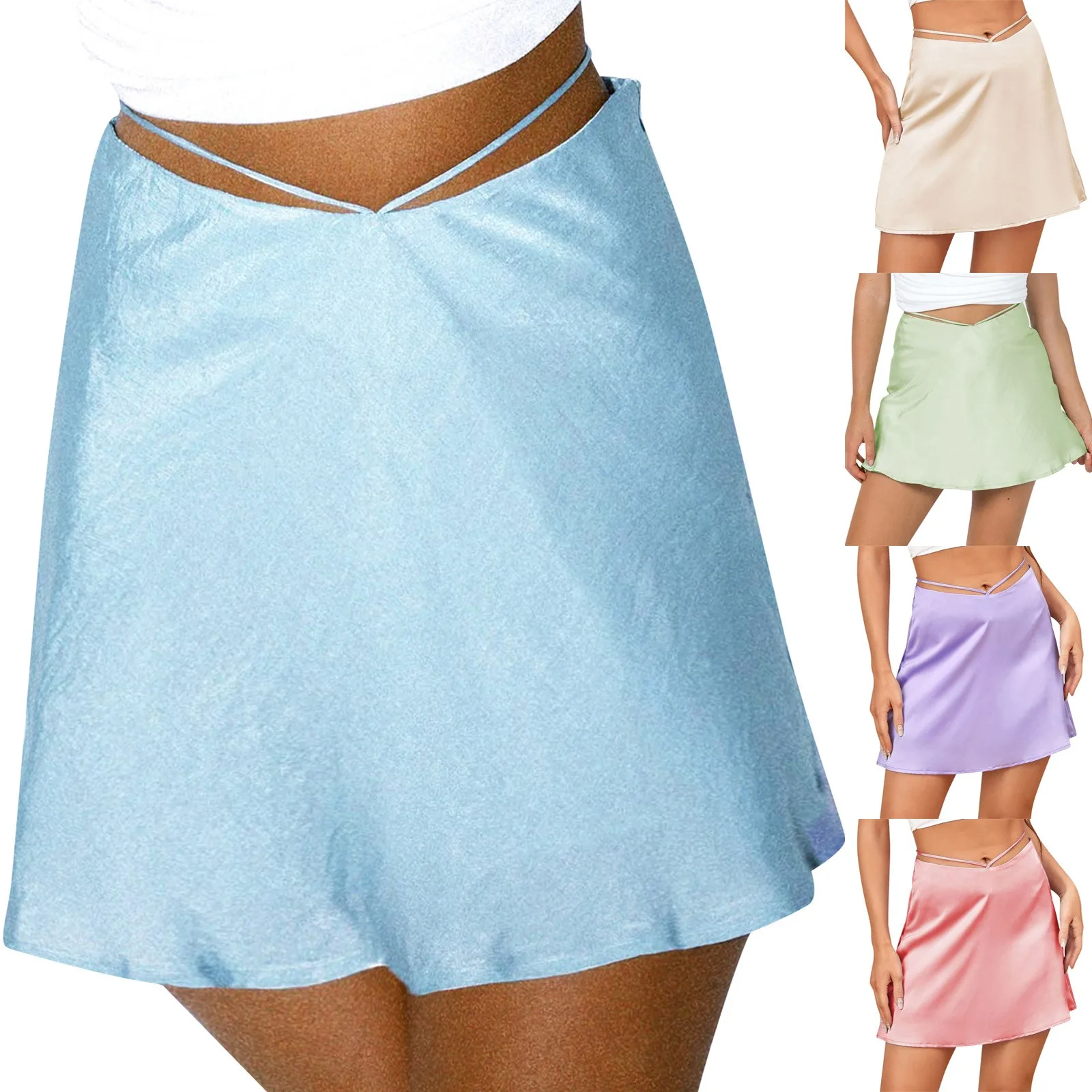 

Модные новые платья, весна-лето, сексуальная женская шелковая атласная Однотонная юбка на молнии, белая юбка, мини-платье для ночного клуба, юбки