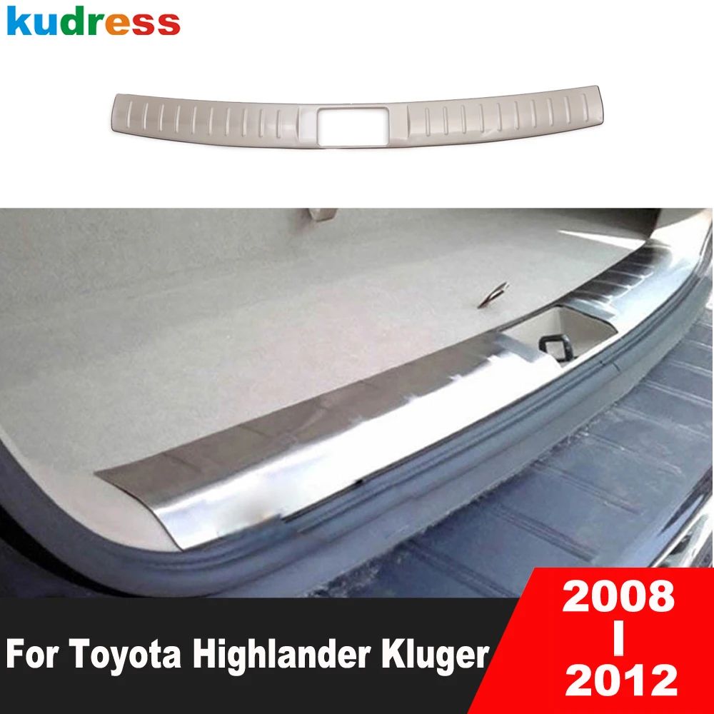 

For Toyota Highlander Kluger 2008 2009 2010 2011 2012 Stainless Car Inner Rear Trunk Bumper Cover Trim Tailgate Door Sill Plate