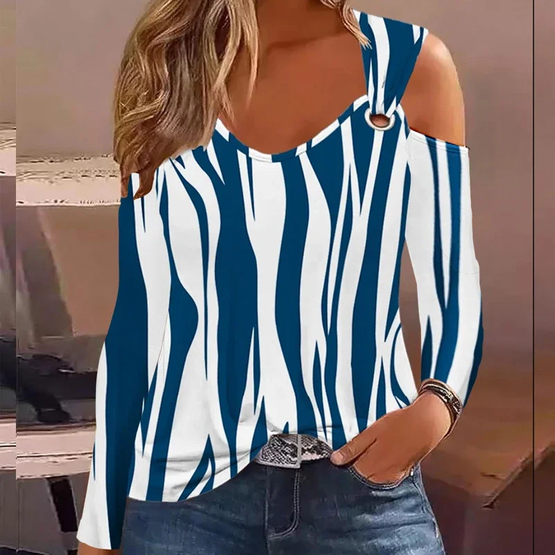 Осенняя Простая рубашка с V-образным вырезом и металлическими пуговицами модная