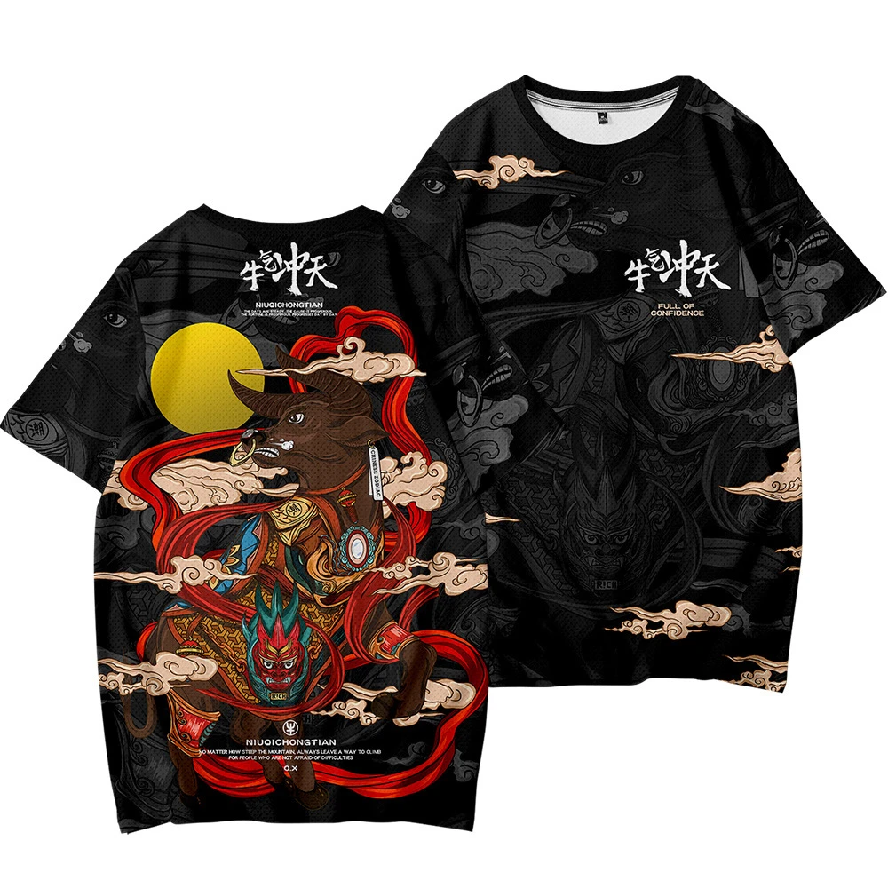 Japanese Anime Printed Streetwear T Shirts 2021 Summer Chinese Style Mens Casual Breathable Short Sleeve Tops Tees Male Tshirts