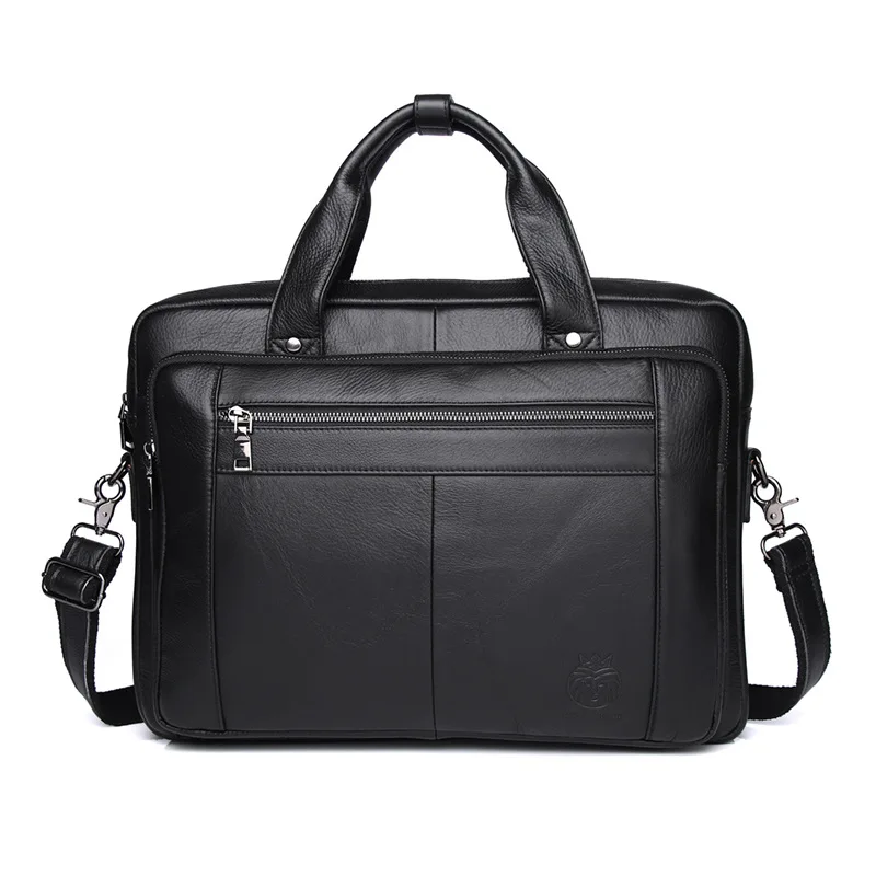 Business Genuine Leather Men Briefcase 16-Inch Portable Laptop Bag Cow Leather Shoulder Bag High Capacity Handbags For Male