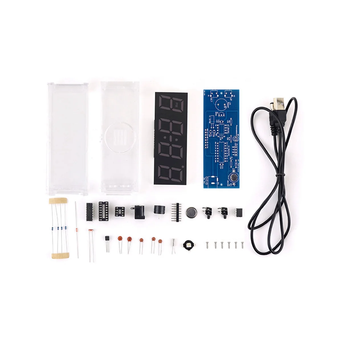 

Digital LED Electronic Alarm Clock DIY Kit Soldering Four LED Digital Clock Making Loose Parts