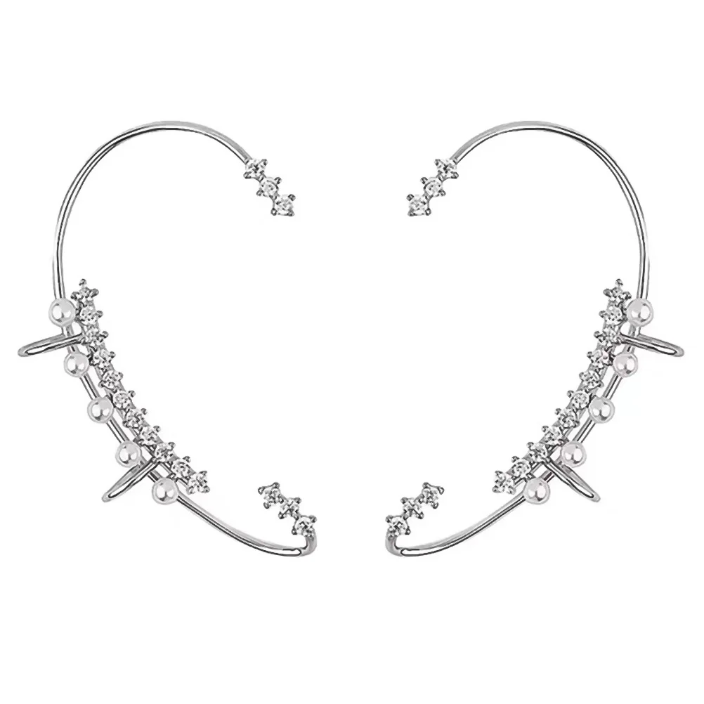 

Ear Earrings Clip Jewelry Women Cuff Cartilagefairy Crawlerearring Non Wrap Climber Bone Cuffselven Girl Clips Elf Crystal