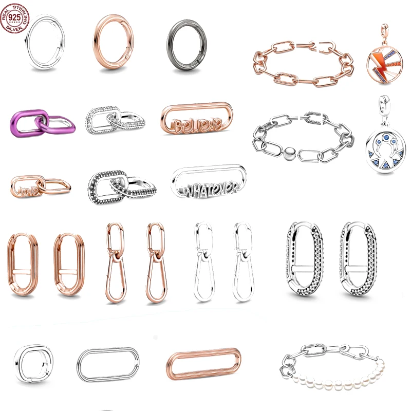 

100% S925 Sterling Silver Rose Gold Double Chain Simple Earrings For Girlfriend Wife Gift Jewelry