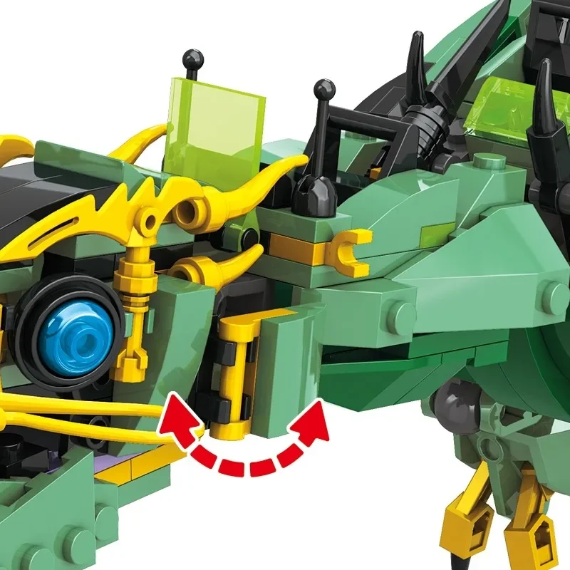 Классический фильм Летающий Мех Зеленый Дракон Строительные блоки Развивающие