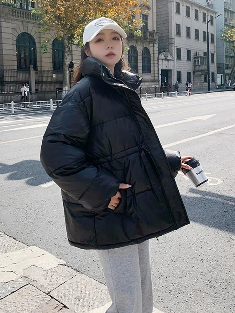 2022 Hot Sale Women Winter Jacket Stand Collar Slim Elegant Solid Female Cotton Padded Warm Coat Winter Parka Clothes