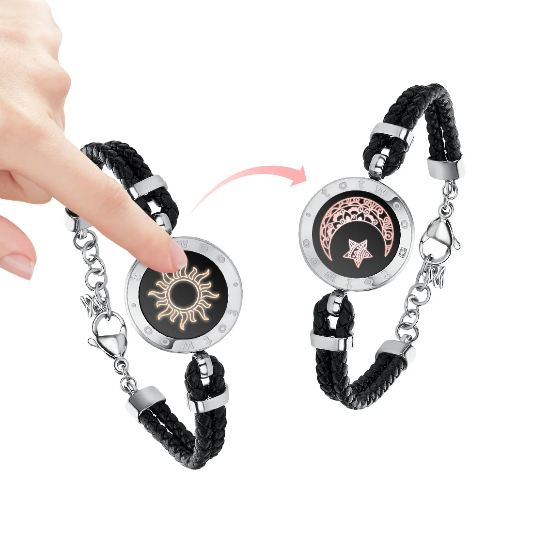 TOTWOO Long Distance Touch Bracelets for Couples ,Light up&Vibration Relationship Gifts for Couples Smart Jewelry Love Bracelets