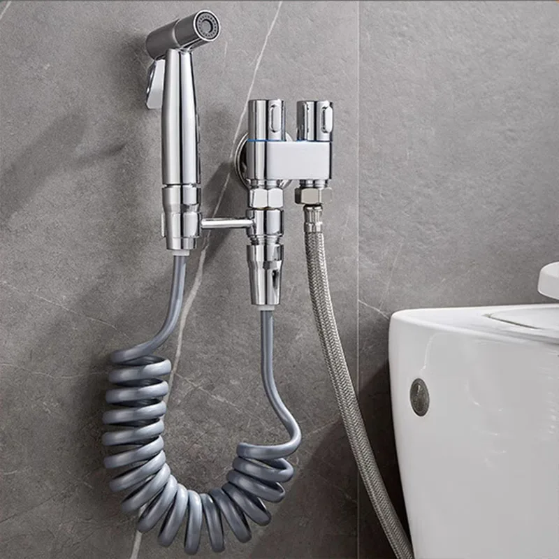 Ручной распылитель для унитаза, биде, душа, распылитель из нержавеющей стали 304, G1/2, угловой клапан с одним и двумя кранами