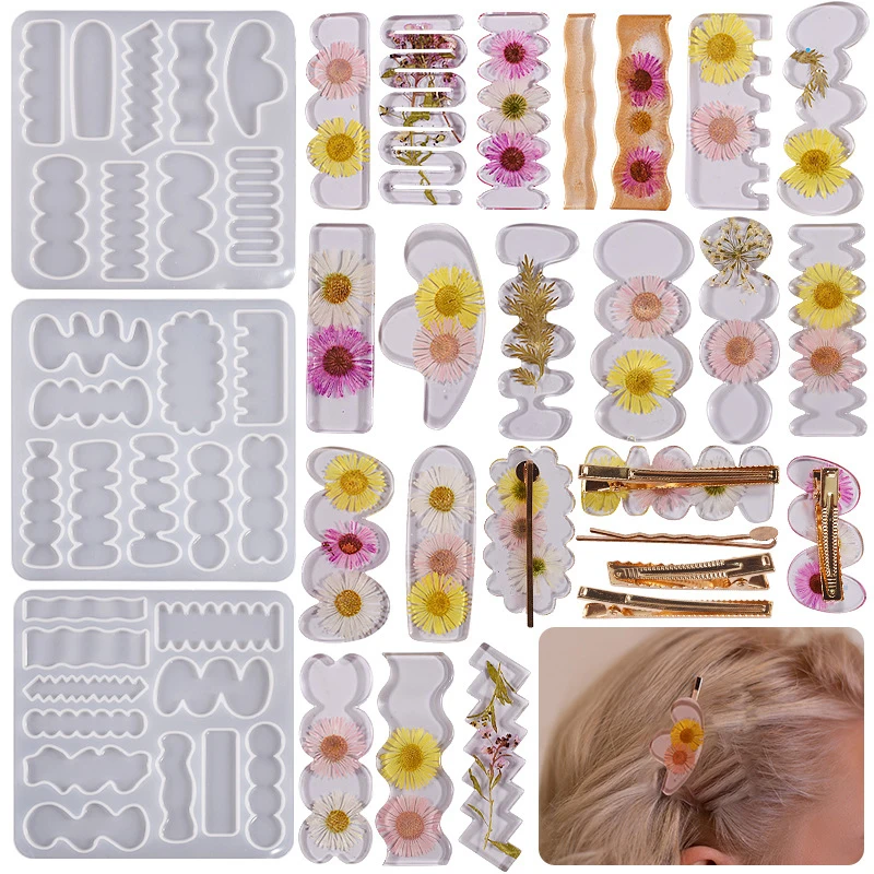 

DIY Crystal Epoxy Resin Mold Mirror Cloud Geometric Hairpin Irregular Hair Clip Crafts Silicone Mold Jewelry Making Accessorires