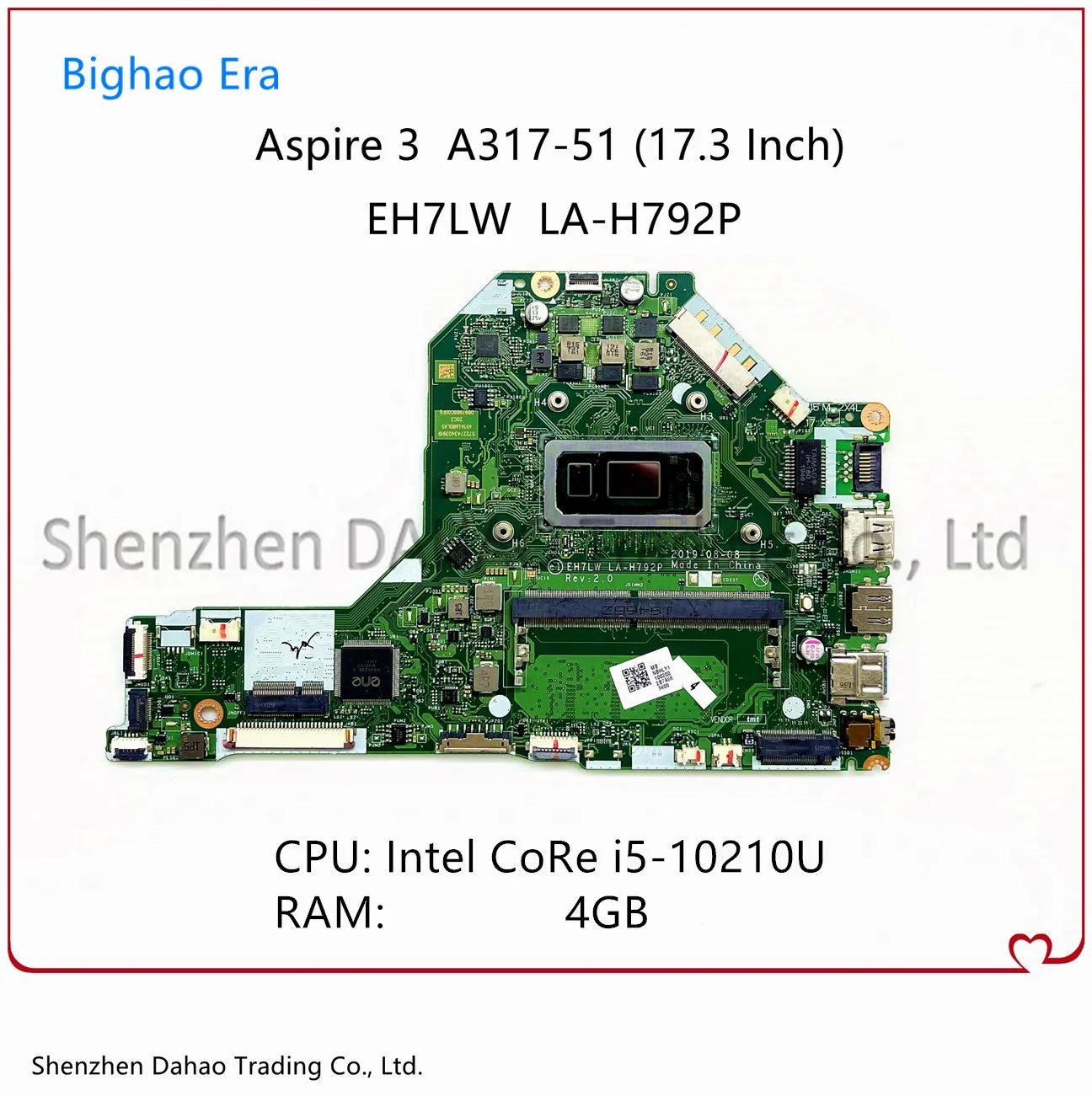 

For Acer Aspire 3 A317-51 Laptop Motherboard With i5-10210U CPU 4GB-RAM EH7LW LA-H792P Mainboard NBHLY11002 NB.HLY11.002 100% OK