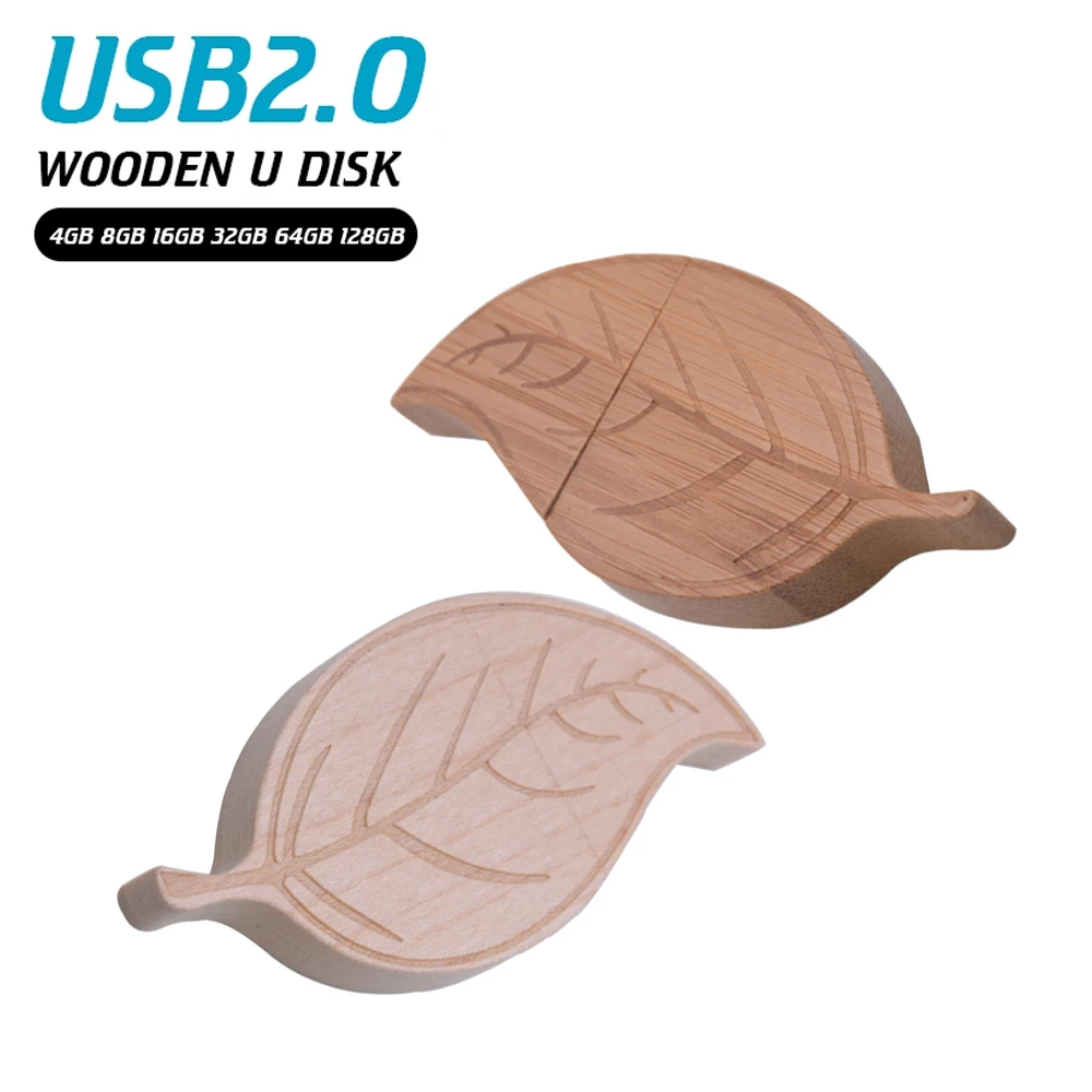 

Pretty wooden leaf + packing box Real quality 128GB usb flash drive Memory stick pendriver 8GB 16GB 32GB 64GB photography gift