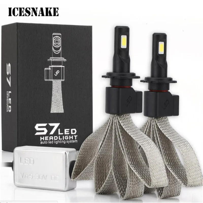 

ICESNAKE 12V 55W 6000K 12000LM/Pair Lamp Auto Bulb Light S7 Car Headlight Bulbs LED H4 H7 9005 H11 H8 H9 HB1 HB3 9006 9007 880