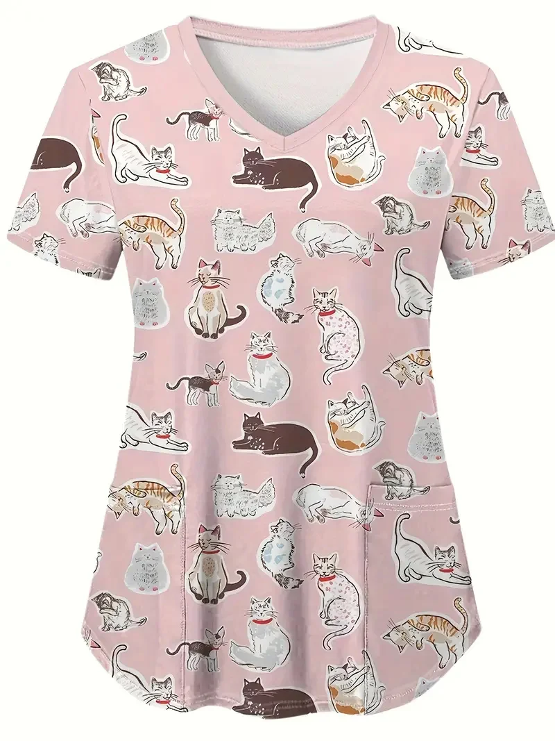 Клиническая униформа для женщин милый котенок мультяшный принт