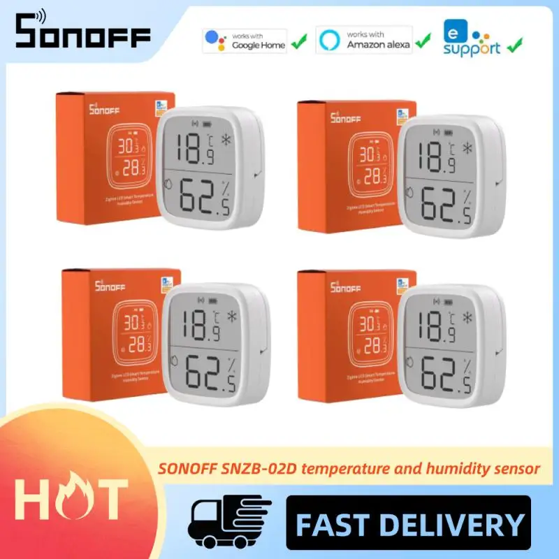 

1-4Pcs SONOFF Zigbee Temperature Humidity Sensor SNZB-02D eWelinkl APP Real-time Check Sensor Works With Alexa Google Home