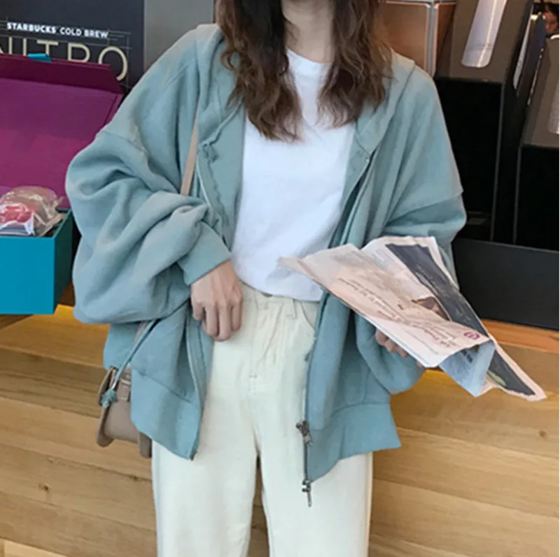 

Women's Sweatshirts 2021 Spring And Autumn New Korean Version Lazy Style Hooded Overcoat Sweater Loose Casual Coat Female