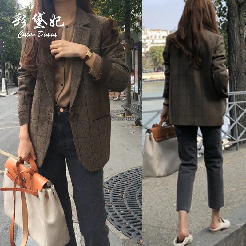 

Autumn Women Blazers Office Work Lady Blazer Casual Spring Notched Collar Suit Jacket Slim Coat Business Outerwear