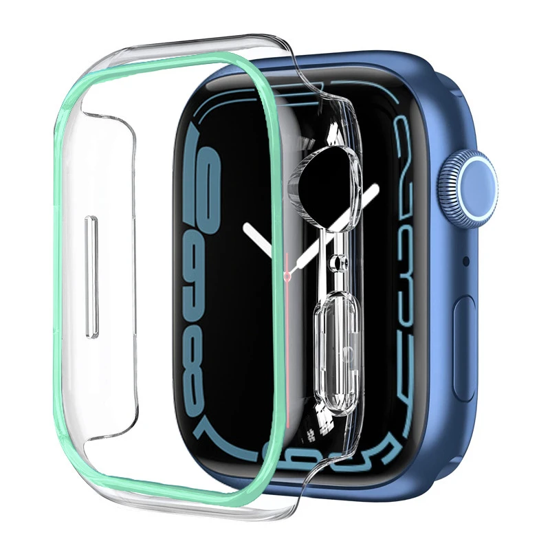 

Чехол для Apple Watch Чехол 45 мм 41 мм 44 мм 40 мм 42 мм 38 мм аксессуары для iWatch флуоресцентная защита для Apple watch серии 3 4 5 6 SE 7